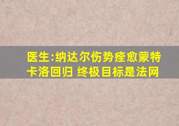 医生:纳达尔伤势痊愈蒙特卡洛回归 终极目标是法网